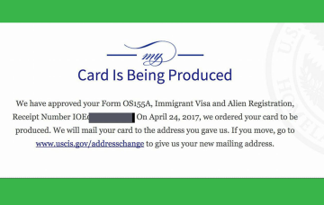 Greencard being produced notice
